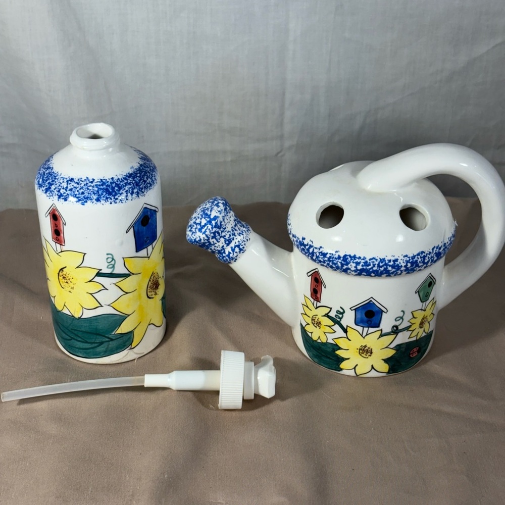 Yellow and Blue Ceramic Bath Accessories Set
